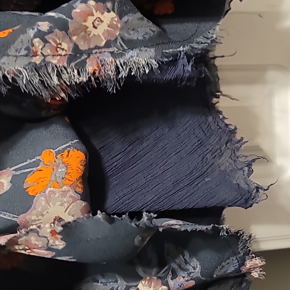 Free People Pebble Crepe Tunic Womens XS Multi Floral Oversized Smocked Boho Top - Picture 6 of 12